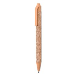 Bolígrafo de corcho con detalles a base de paja eco y plástico ABS naranja · Merchandising promocional de Escritorio y Oficina · Koala Rojo