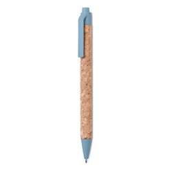 Bolígrafo de corcho con detalles a base de paja eco y plástico ABS azul · KoalaRojo, Artículo promocional y personalizado