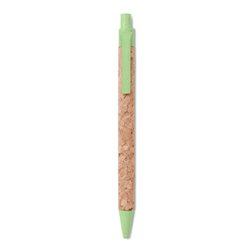 Bolígrafo de corcho con detalles a base de paja eco y plástico ABS verde · KoalaRojo, Artículo promocional y personalizado