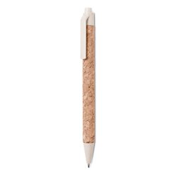 Bolígrafo de corcho con detalles a base de paja eco y plástico ABS blanco · KoalaRojo, Artículo promocional y personalizado