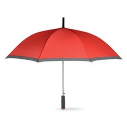 Paraguas automático rojo con estructura metálica mango EVA y paneles con ribete gris