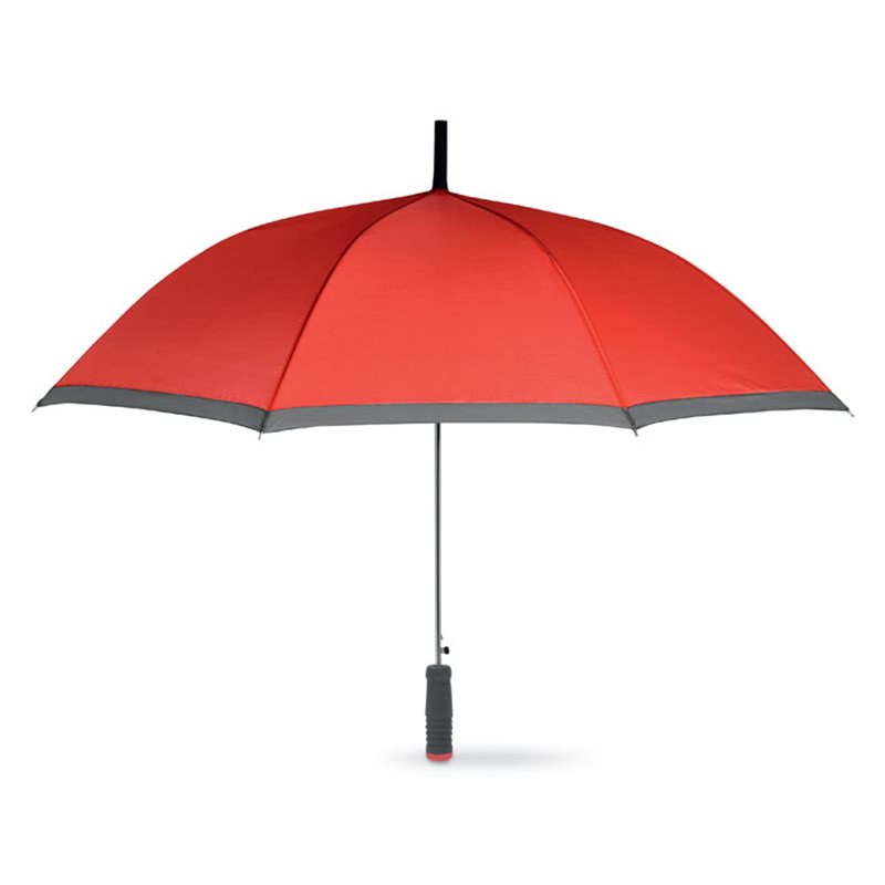 Paraguas automático rojo con estructura metálica mango EVA y paneles con ribete gris · Koala Rojo, Merchandising promocional y personalizado