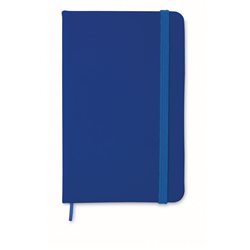 Cuaderno A6 tapa PU en azul oscuro tacto suave con 96 hojas rayadas y banda elástica