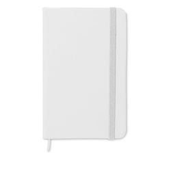 Cuaderno A6 tapa PU en blanco tacto suave con 96 hojas rayadas y banda elástica