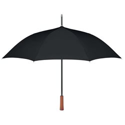 Paraguas en RPET negro con eje y varillas en fibra de vidrio y mango madera · KoalaRojo, Artículo promocional y personalizado