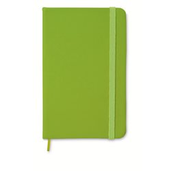 Bloc de notas A5 verde lima o pistacho con hojas a rayas goma y marca páginas     