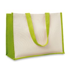 Bolsa de la compra en algodón canvas y yute con asas largas tono natural y verde · KoalaRojo, Artículo promocional y personalizado