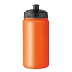 Bidón deportivo 500ml en naranja y boquilla negro fabricado en PE libre de BPA