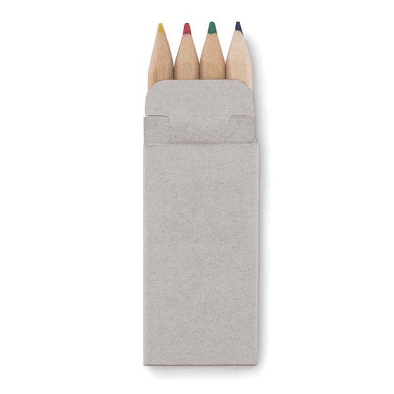 Estuche cartón con 4 lápices de colores en madera