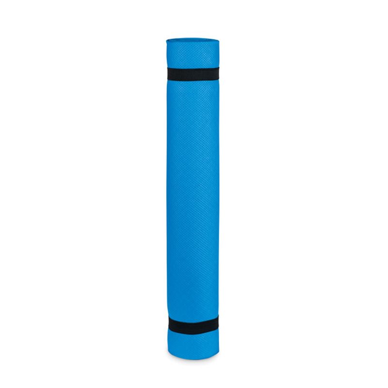Esterilla de yoga 180x60x0,4cm en goma EVA azul con funda de malla negra · Koala Rojo, Merchandising promocional y personalizado