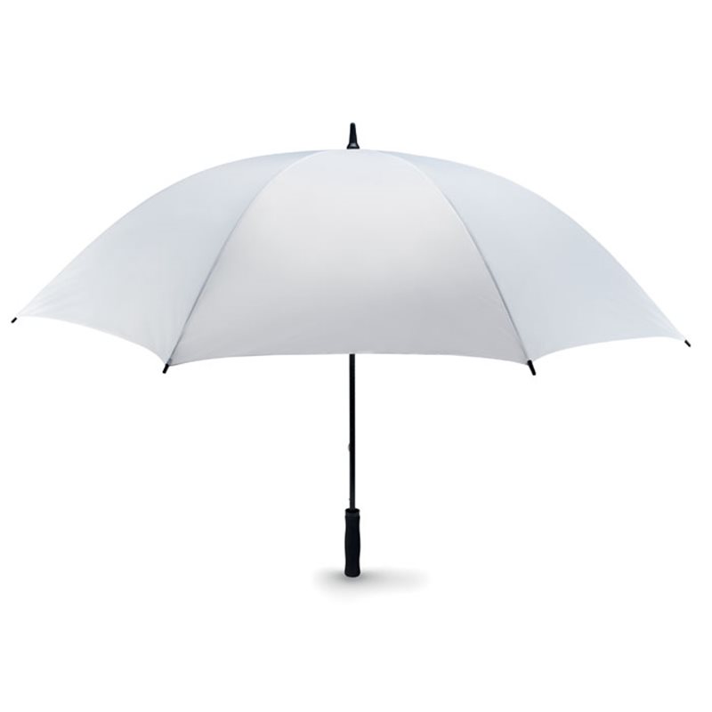 Paraguas de golf grande y anti-viento en blanco con estructura en fibra de vidrio