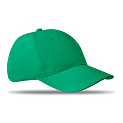 Gorra de algodón verde 6 paneles con cierre de velcro ajustable