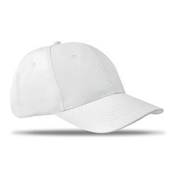 Gorra de algodón blanco 6 paneles con cierre de velcro ajustable
