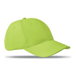 Gorra de algodón verde lima 6 paneles con cierre de velcro ajustable