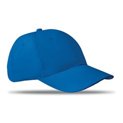 Gorra de algodón azul 6 paneles con cierre de velcro ajustable
