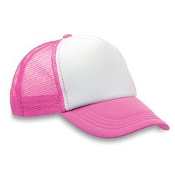 Gorra rejilla 5 paneles en rosa con frontal con refuerzo de foam en blanco · KoalaRojo, Artículo promocional y personalizado