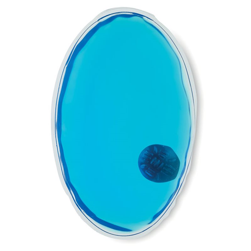 Bolsa masaje ovalada en azul, terapéutica reutilizable de calor activo mediante placa interior