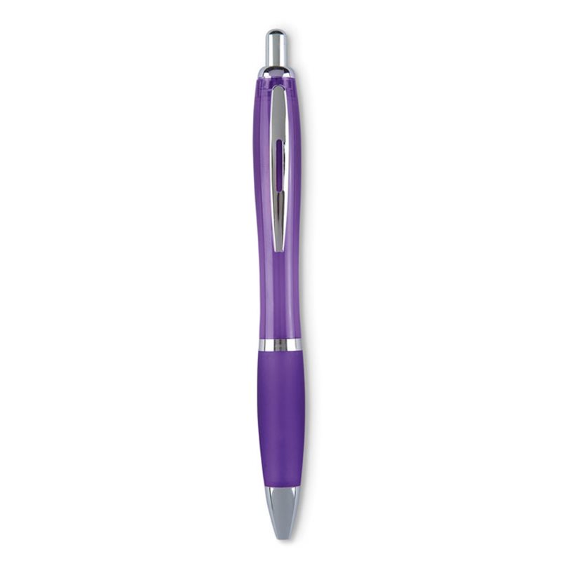 Bolígrafo ergonómico en lila o morado con detalles cromados