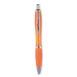 Bolígrafo ergonómico en naranja con detalles cromados