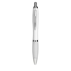 Bolígrafo ergonómico en blanco con detalles cromados