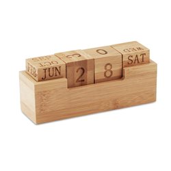 Calendario perpetuo madera bambú con 4 dados para días y meses · Merchandising promocional de Calendarios y almanaques · Koala Rojo