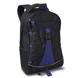 Mochila bicolor negra con detalles en azul y bolsillos laterales de malla · KoalaRojo, Artículo promocional y personalizado