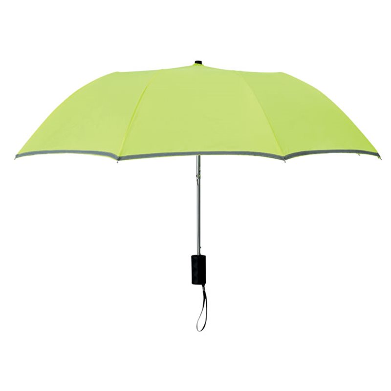 Paraguas plegable amarillo con ribete reflectante alta visibilidad