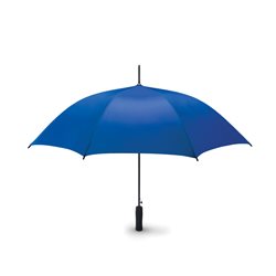 Paraguas automático azul con estructura metálica negra y mango en goma EVA