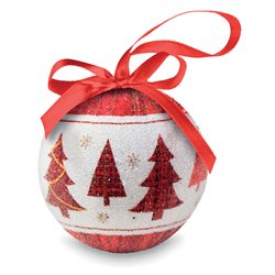 Bola de navidad con motivos de árboles y caja decorativa a juego · Merchandising promocional de Navidad · Koala Rojo