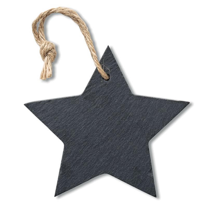 Estrella decorativa en papel imitando pizarra con cordón para colgar · Koala Rojo, Merchandising promocional y personalizado