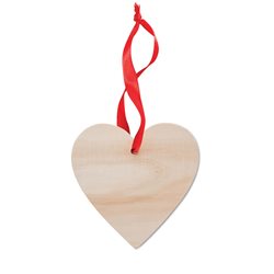 Colgante de madera en forma de corazón con cinta roja · KoalaRojo, Artículo promocional y personalizado