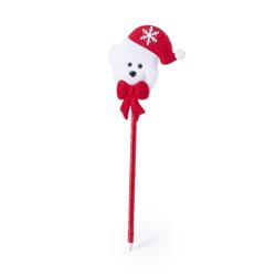 Bolígrafo Osito rojo metalizado brillante con figura de osito con lazo en el extremo · Merchandising promocional de Fiestas y Celebraciones · Koala Rojo