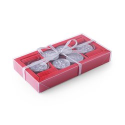 Juego de 6 mini velas y 2 soportes de cristal para velas en caja roja de regalo · Merchandising promocional de Fiestas y Celebraciones · Koala Rojo