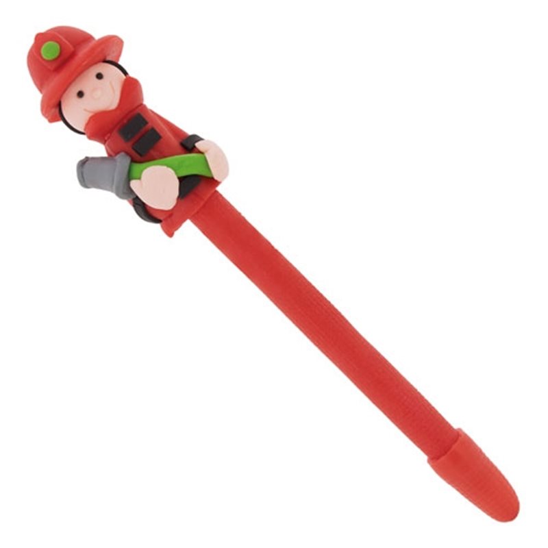 Bolígrafo bomberos en rojo con un bombero con la manguera y casco · Koala Rojo, Merchandising promocional y personalizado