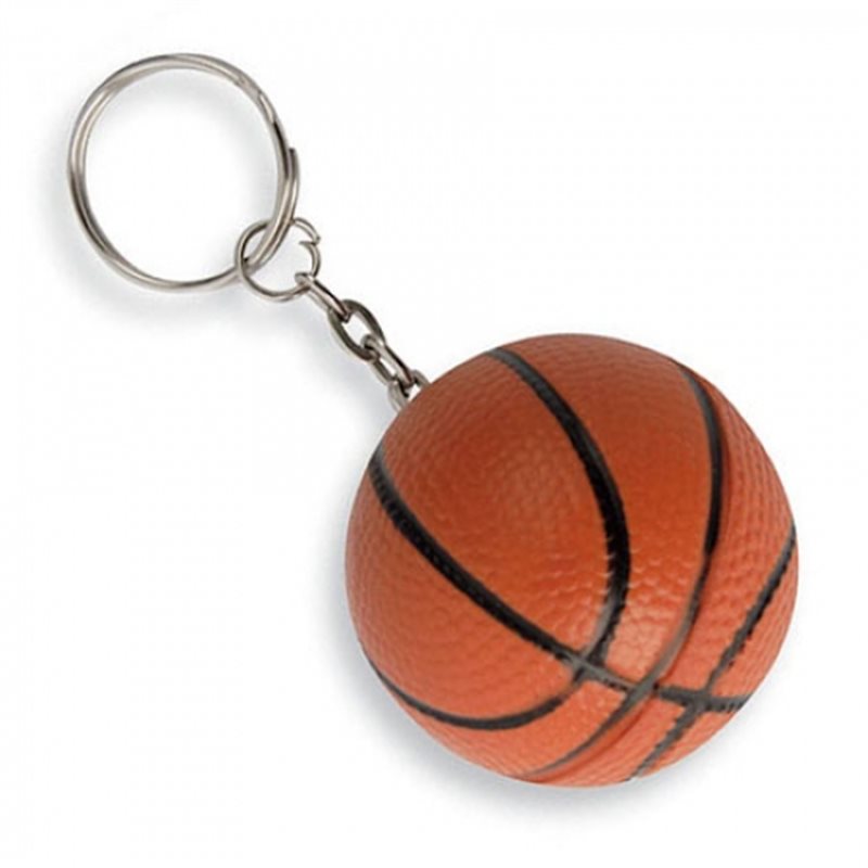 Llavero basket antiestrés con pelota de baloncesto en PU cadenita y anilla · Koala Rojo, Merchandising promocional y personalizado