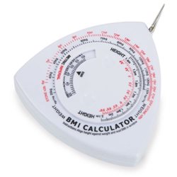 Medidor de masa corporal profesional con indicadores y cinta métrica retráctil · Merchandising promocional de Pharma · Koala Rojo
