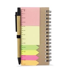 Libreta regla con bolígrafo notas y marcadores adhesivos en 4 colores · Merchandising promocional de Notas y marcadores · Koala Rojo