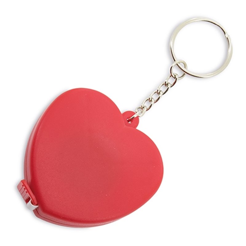 Llavero con forma de un corazón rojo con cinta métrica integrada de 1m · Koala Rojo, Merchandising promocional y personalizado