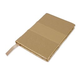 Notebook con patrón de corazones en cubiertas doradas y hojas rayadas · Merchandising promocional de Escritorio y Oficina · Koala Rojo