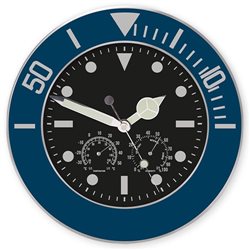 Reloj de pared azul con estación meteorológica indicador de temperatura y humedad · Merchandising promocional de Tecnología · Koala Rojo