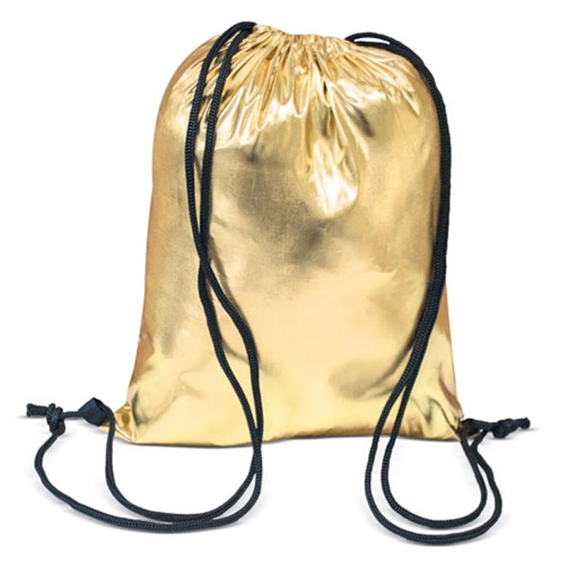 Bolsa mochila cuerdas metalizada glamour en poliéster metalizado dorado · Koala Rojo, Merchandising promocional y personalizado