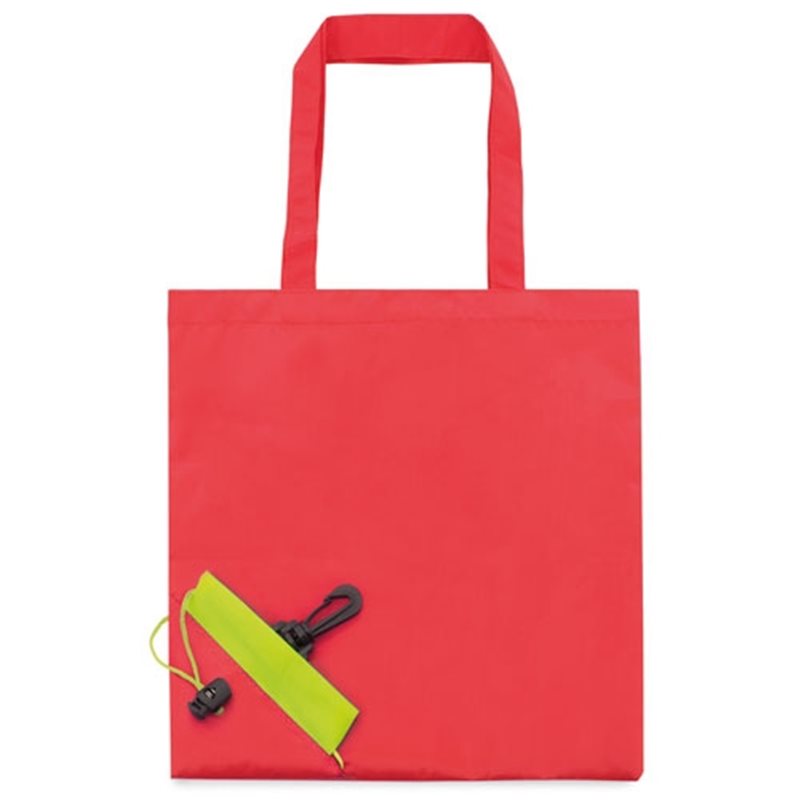 Bolsa de la compra plegable en fresa con cordón de cierre y mosquetón · Koala Rojo, Merchandising promocional y personalizado