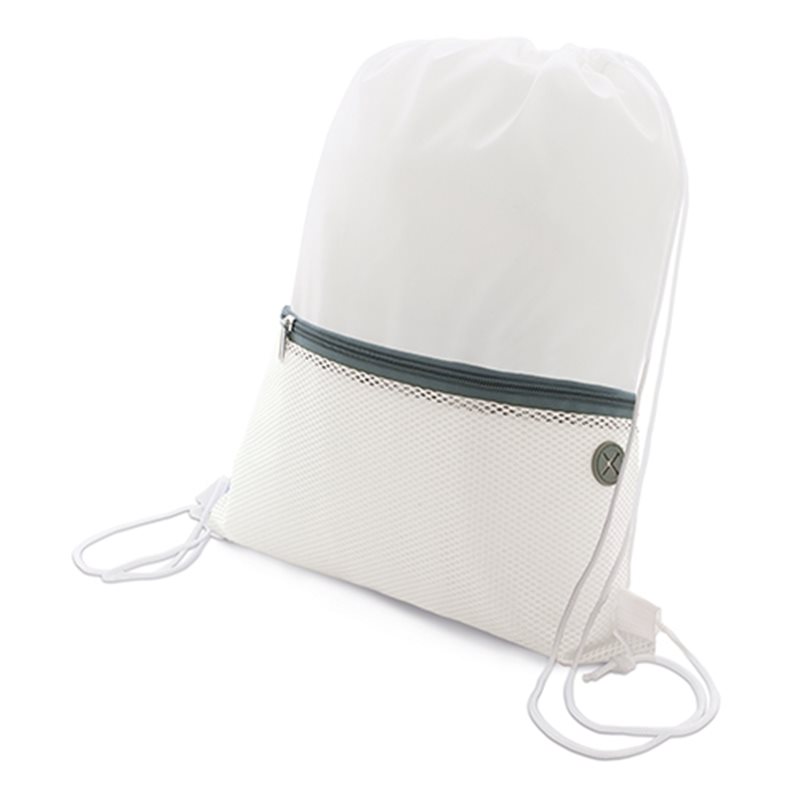 Bolsa mochila de cuerdas en blanco con bolsillo rejilla de cremallera y salida de auriculares · Koala Rojo, Merchandising promocional y personalizado